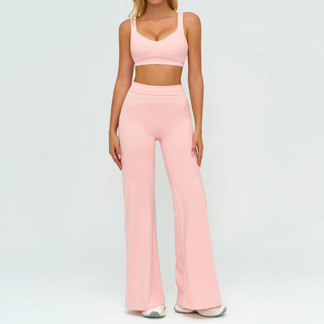 2PCS Yoga Set Gym Clothes Outdoor Sports Outfits Women Tracksuit Gym Fitness Suits Workout Long Sleeved Flared Pants Sportswear - ATFH