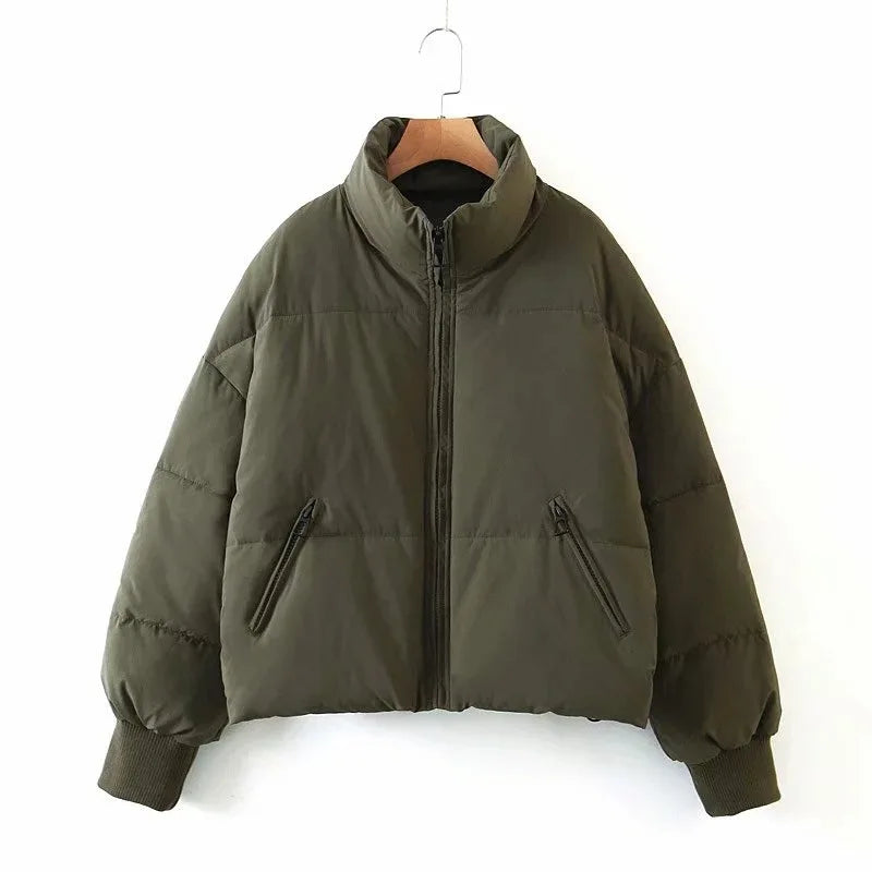 2025 New Women High Neck Short Down Cotton Padded Jacket Loose Slim Warm Puffer Coat Multi Color Options Fashion Versatile ATFH
