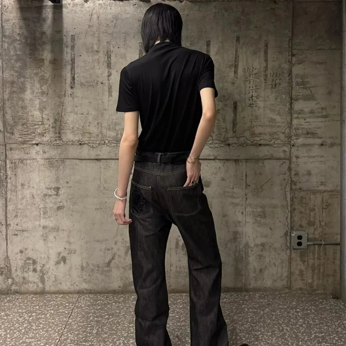 Men's Punk Style Minimalist Black Jeans Retro Sweatpants Ins Bottom Street Young Boy Casual Pants Male High Waist Y2k Trousers ATFH