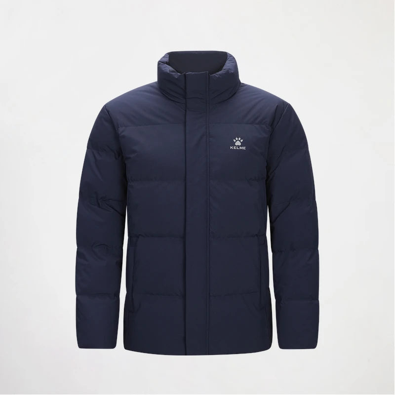 Kelme Short Down Jacket Men's Winter Stand Up Collar Outdoor Running Training Warm Jacket Daily Training Windproof Jacket