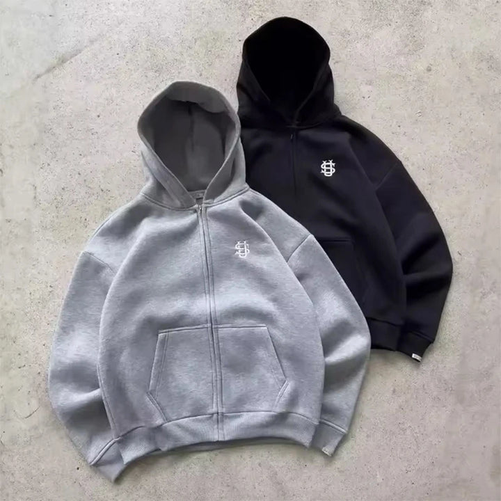 Streetwear Hoodie Sets Mens Y2K Straight Sweatpants Fashion Embroidery Logo Suits Casual High Street Couple Training Suit - ATFH