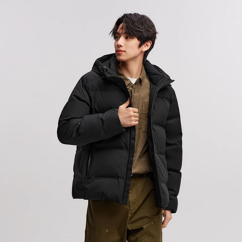 Semir Down Jacket Men New Winter Waterproof Outerwear Textured Hooded Top Versatile