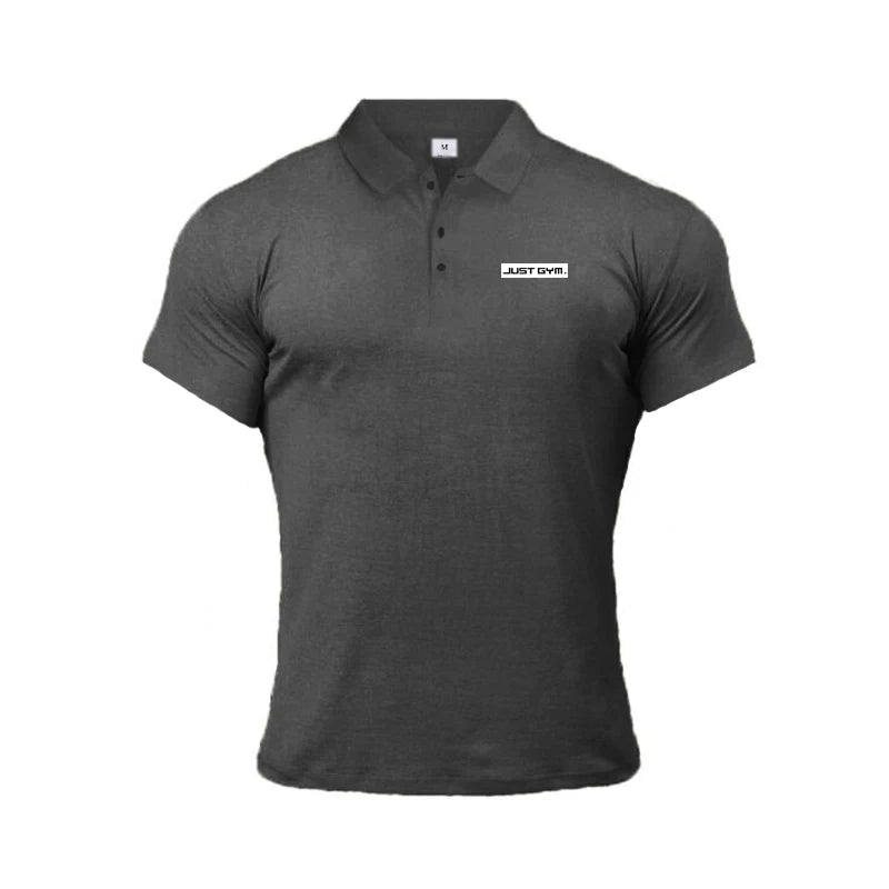 Fashion Lapel Tight Polo Shirts Cotton Breathable Short Sleeves T-Shirts Gym Workout Muscle Tops Mens Bodybuilding Fitness Polos
