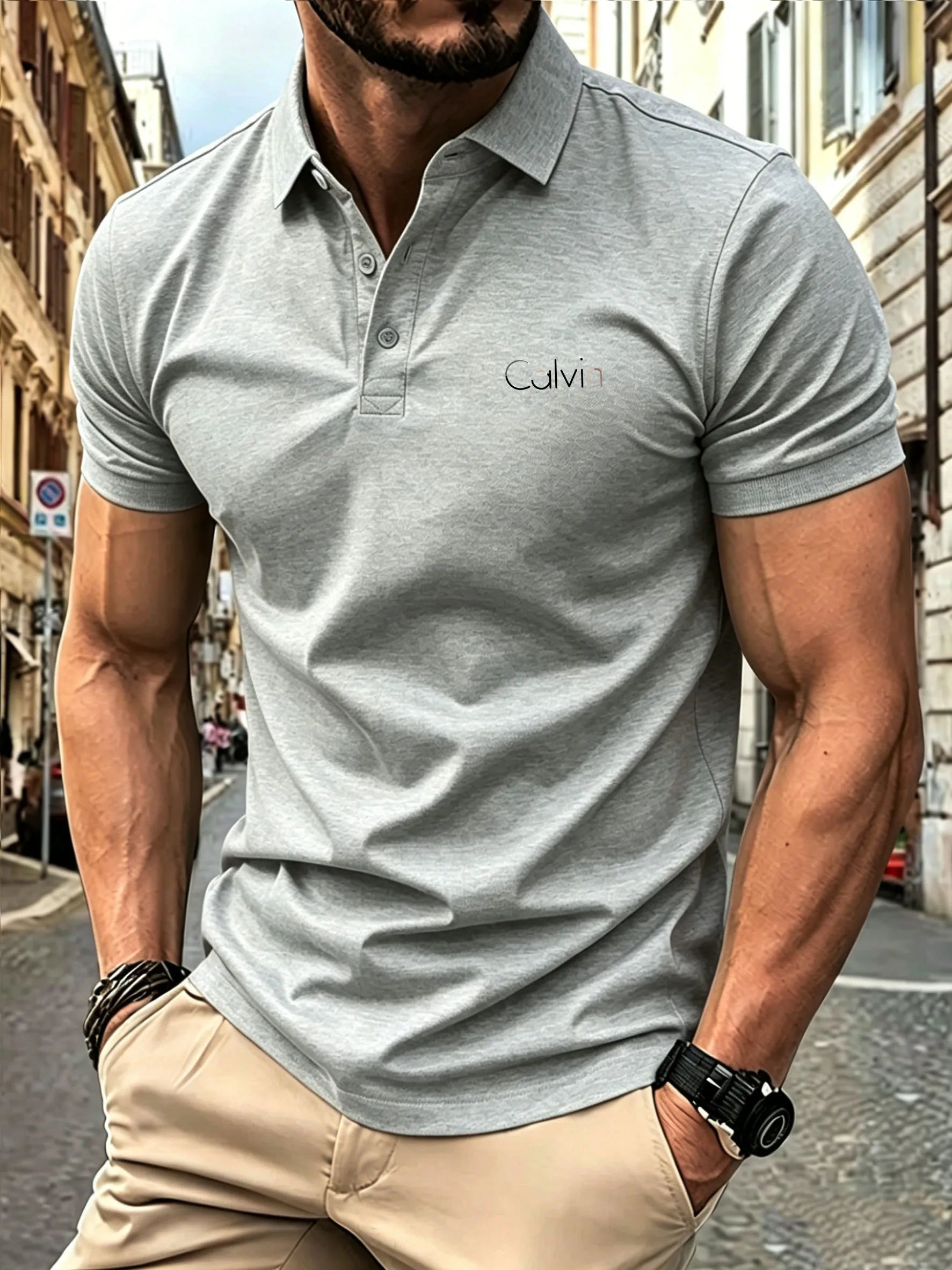 New style High end luxury brand fashion short sleeved high-end printed polo shirt summer new men's lapel T-shirt men's clothing