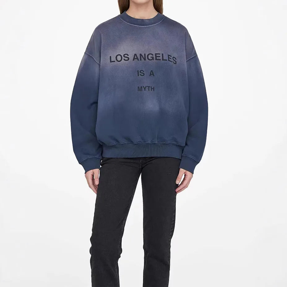New North America Style Womens Pullovers Los Angeles Letter Embroidery Hoodies Sweatshirt Crewneck Soft Female Clothes - ATFH
