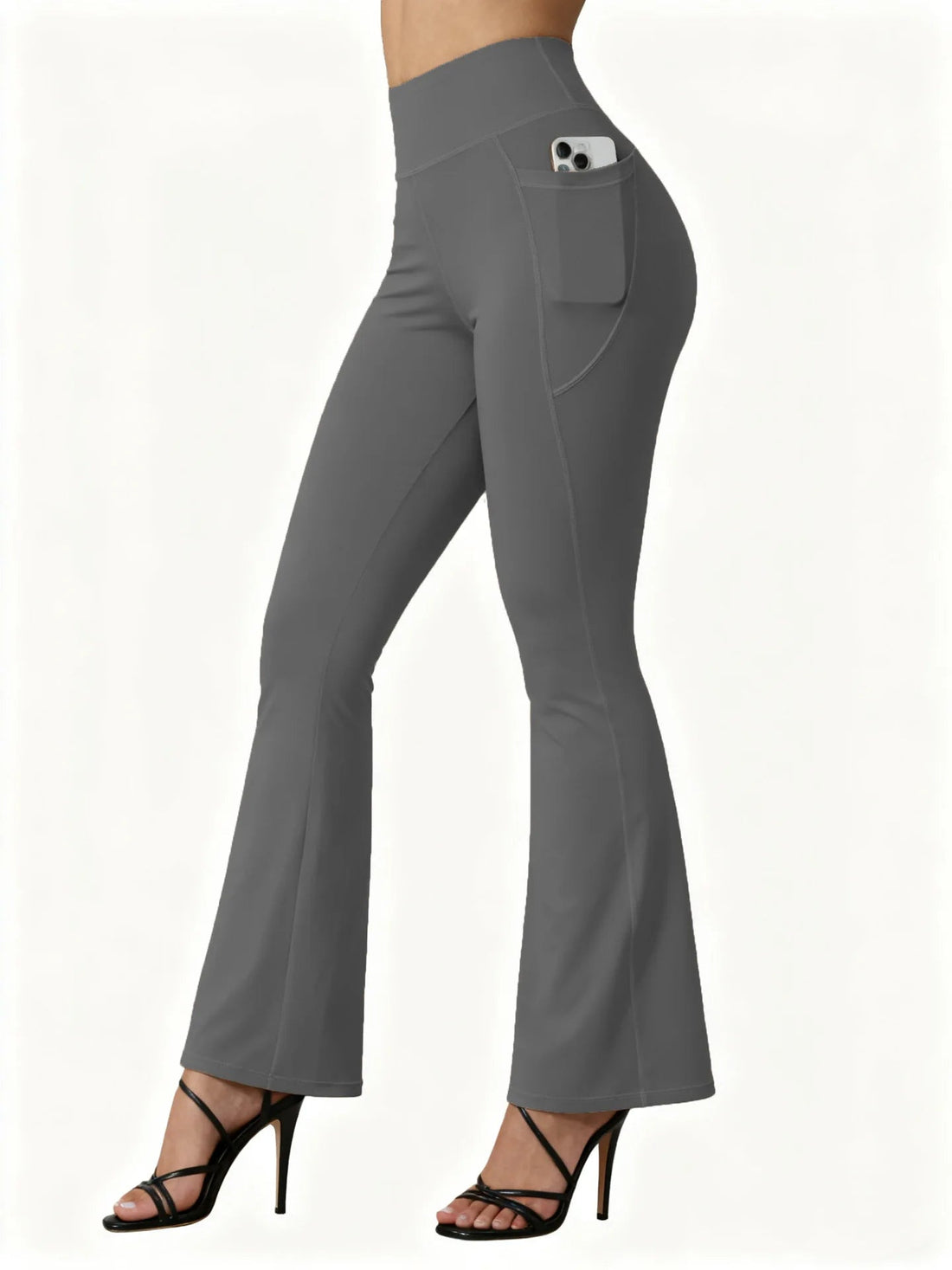 High Waisted Flared Yoga Leggings Women Butt Lifting with Pocket Design Wide Leg Leggings Running Tights Plus Size Gym Pants ATFH