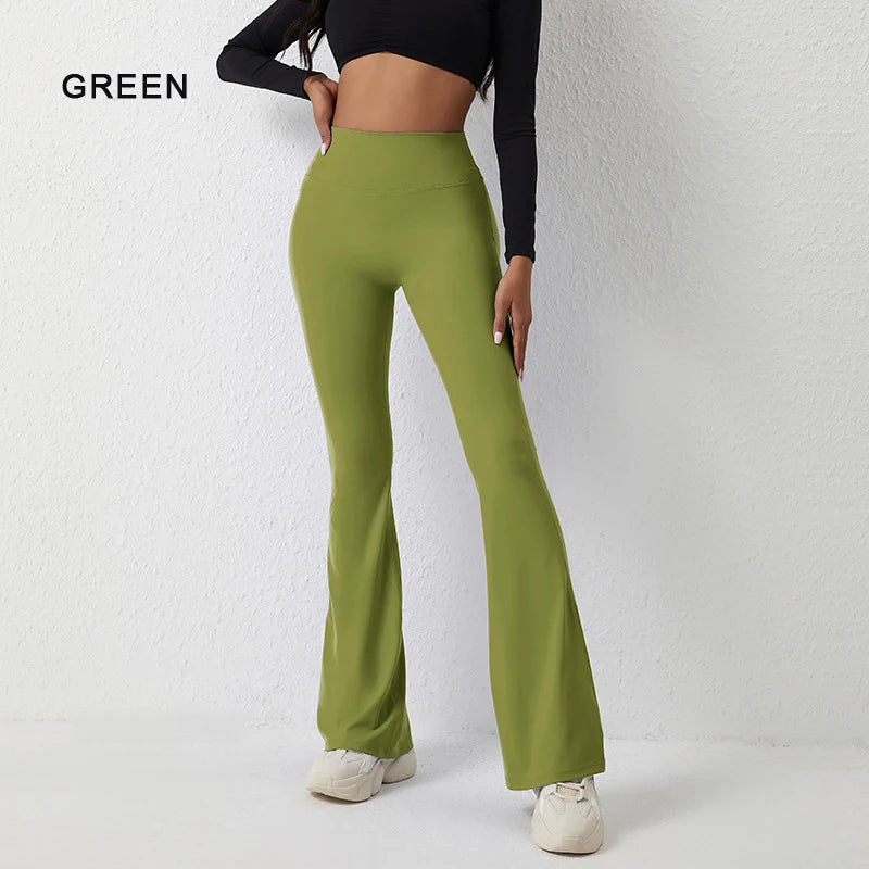 DIAS FIT JOY Peach flared pants for women's yoga high waisted and hip lifting tight pants wide leg fitness pants quick drying ATFH