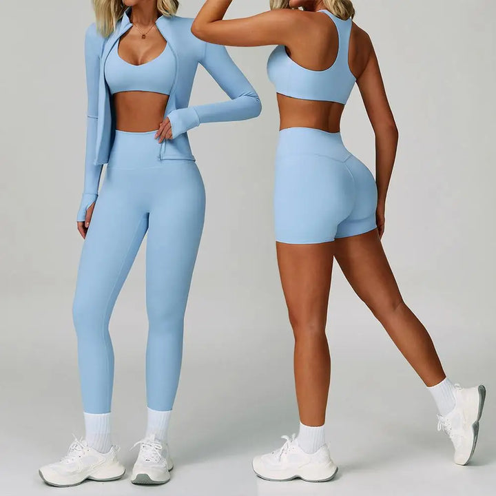 2-3PCS Yoga Suit Women Tracksuit Sports Bra High Waist Leggings Shorts Outfit Gym Set Fitness Push Up Workout Clothes Sportswear - ATFH
