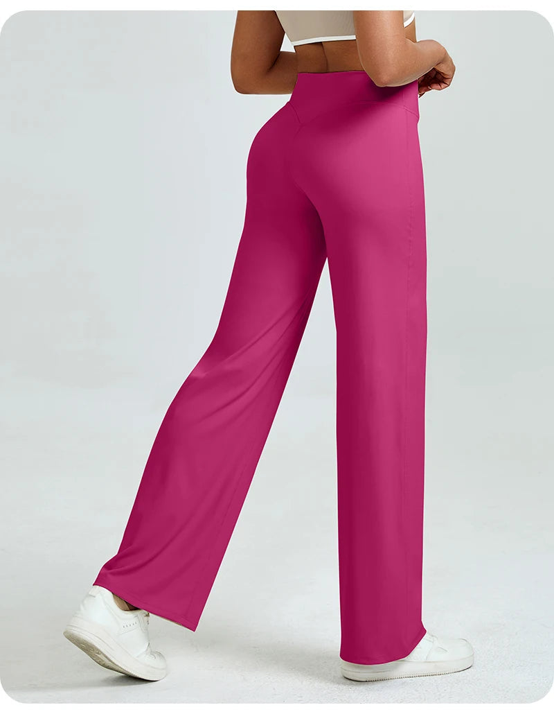 High Waisted Straight Leg Yoga Pants for Women, Naked Feeling Butt Lifting Loose Fit Workout Trousers, Slimming Gym Pants ATFH