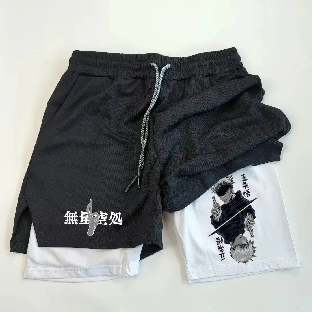 Double-Cover Sports Shorts Physical Training Men's Sportswear Bodybuilding Sho Anime Jujutsu Kaisen Gym Performance