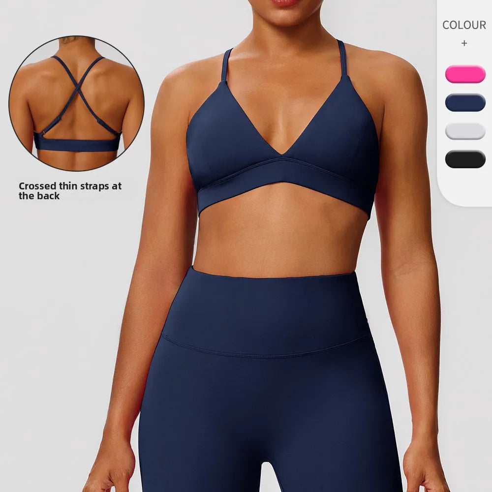 Woman Exercise sports bra back vest shockproof yoga bra quick-drying fitness top sexy cross-back beauty bra for ladies Bras - ATFH