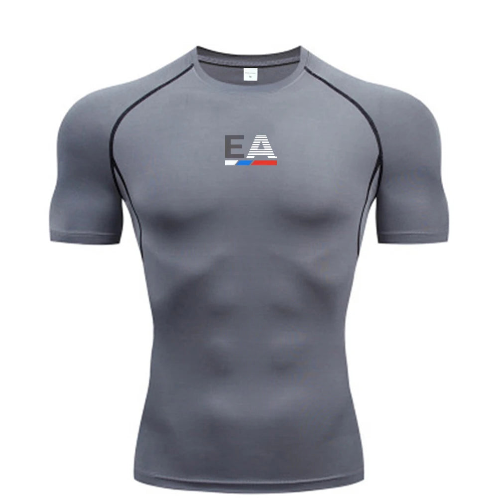 Men Running Compression T-shirt Sport Tees Gym Fitness Sportshirts Male Jogging Tracksuit Homme Athletic Shirt Tops S-3XL