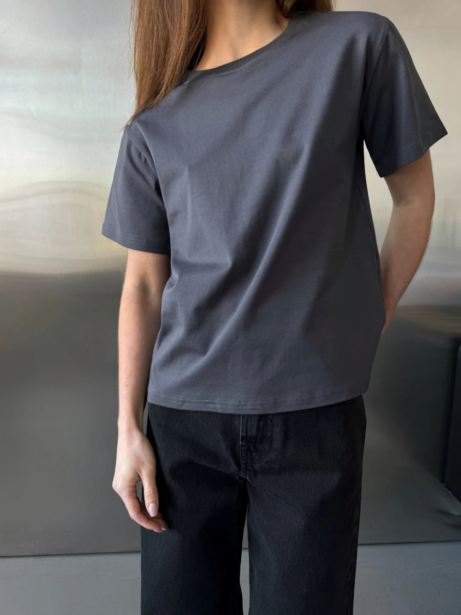 Hirsionsan Basic Cotton T Shirt Women 2026 Summer New Loose Solid Tees 19 Color Casual Loose Tshirt Oversized O Neck Female Tops - ATFH