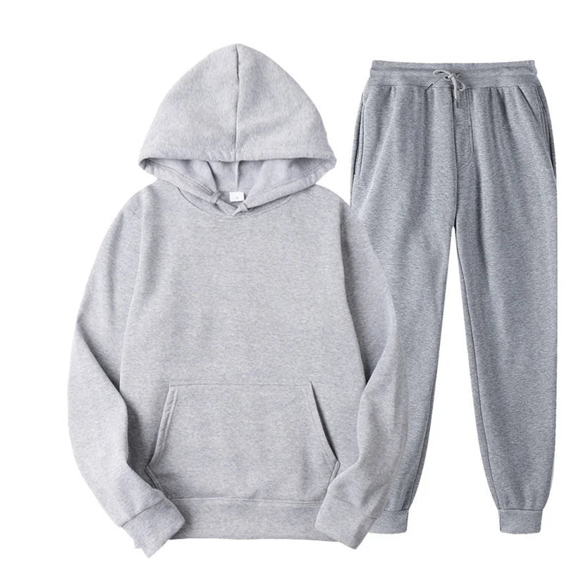 Spring Autumn Fashion sports suit Casual Women Hoodies+trousers two-piece Set Solid Color Daily commuting Women's tracksuit