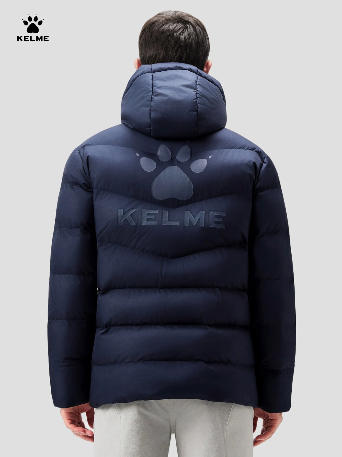 Kelme Men's Hooded Thermal Jacket For Sports Football Training And Outdoor Activities  Windproof Fleece-lined Coat