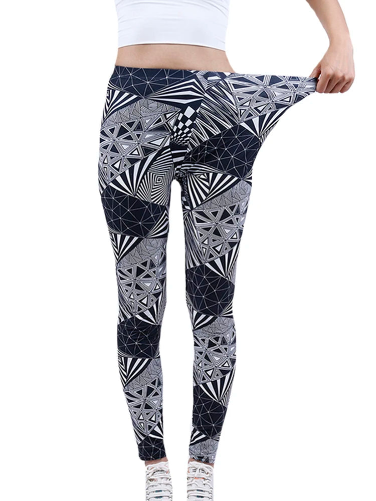 CUHAKCI Fashion Women Leggings Beautiful Leaf Floral Printing High Waist Jeggings Stretch Pant Sexy Hot Sale Clothing Mujer - ATFH