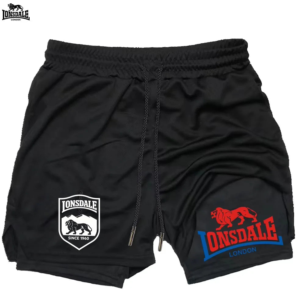 LONSDALE Men's 2-in-1 Quick Dry Running Shorts Gym Sports Workout Training Fitness Jogging Summer Shorts