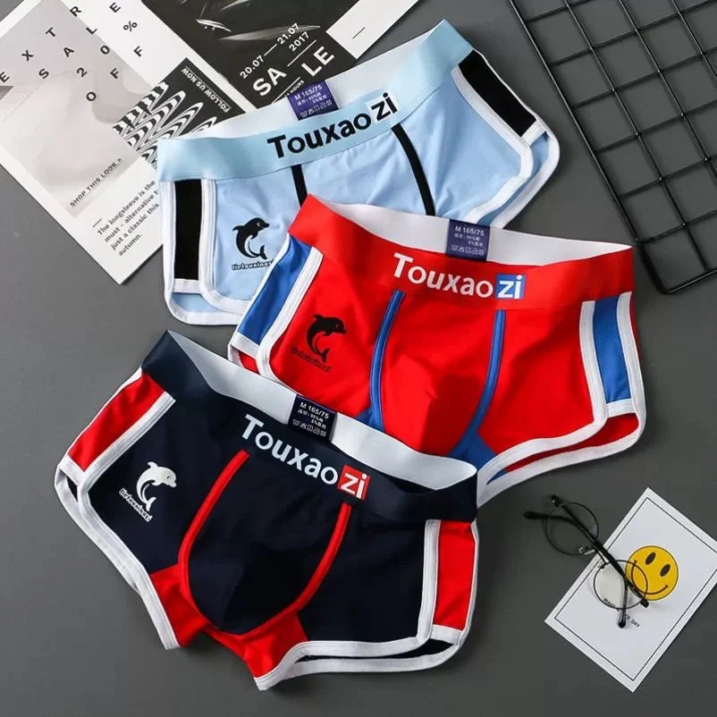 3PCS/Lot Cotton Comfortable Breathable Boxer Shorts Printed Men's Underpants Fashion Youth Underwear Sexy U Bulge Pouch Panties