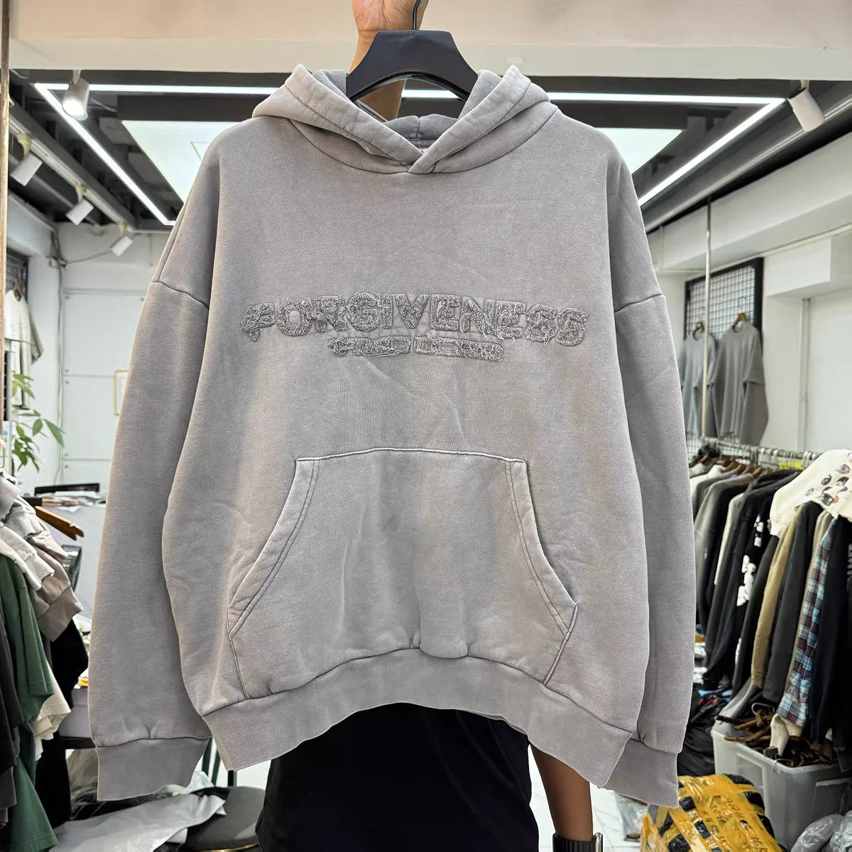 Washed Embroidered Patched Alphabet Hoodie Men Women Best Quality Hooded Pullover - ATFH