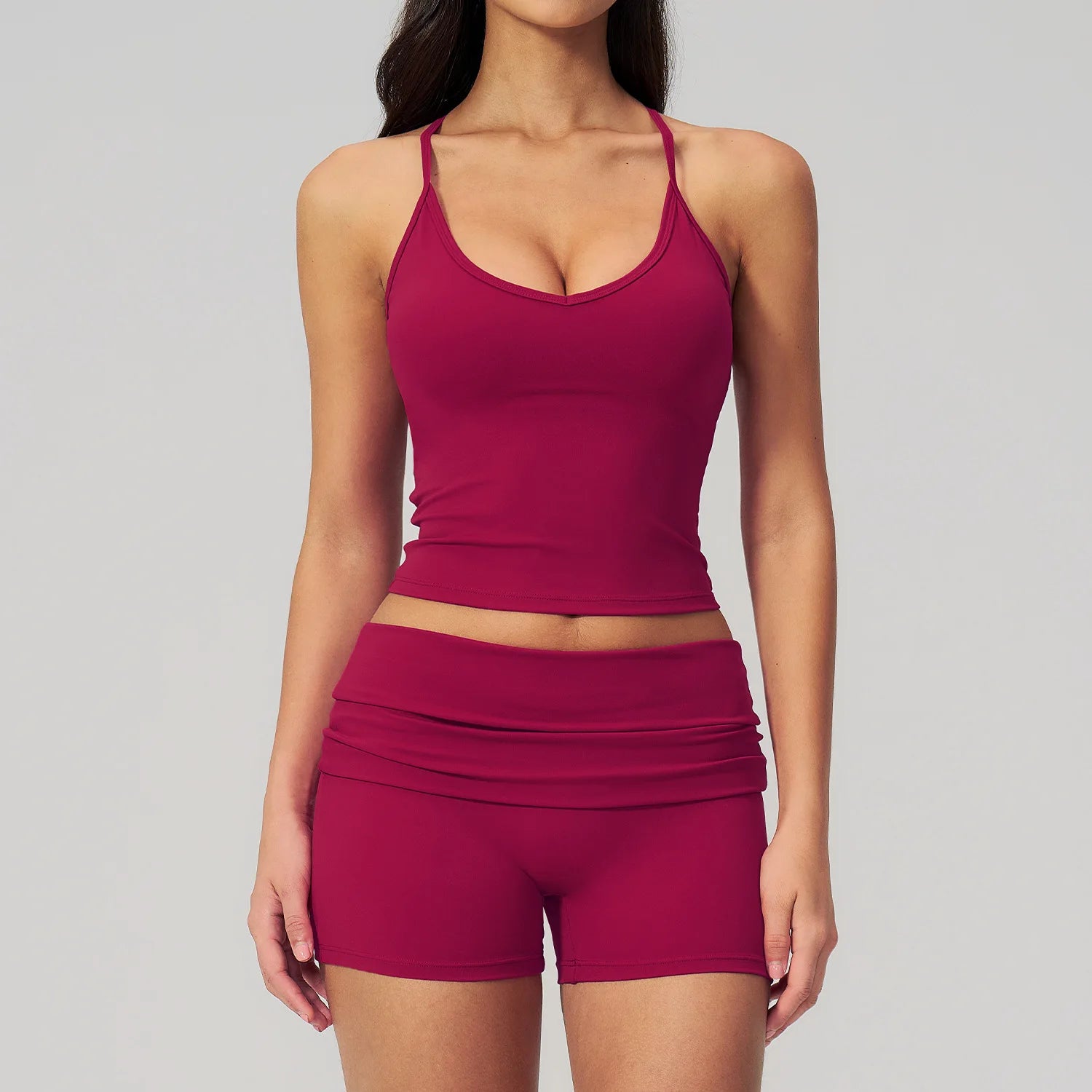 2PCS Fitness Suit Gym Tracksuits Deep V Yoga Bra Athletic Wear Female High Waist Workout Flared Pants Sports Set Yoga Clothes