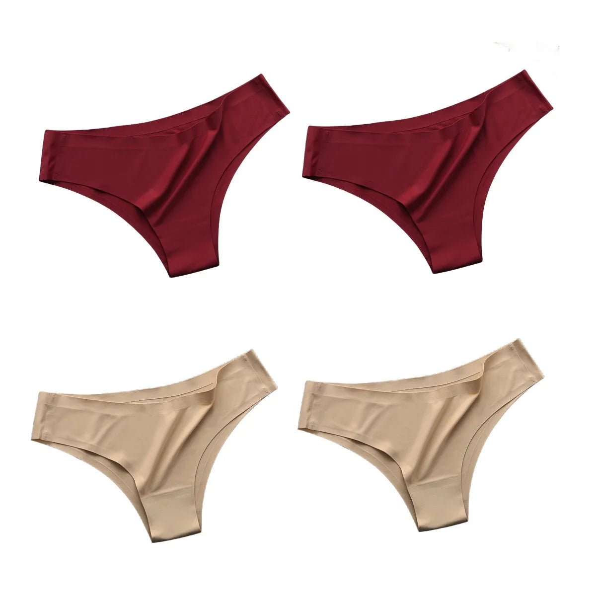 4Pcs/Set Women Ice Silk Panties Low Rise Briefs Soft Brazilian Panties Smooth Underwear Stretch Underpants Sexy Lingerie M-XL