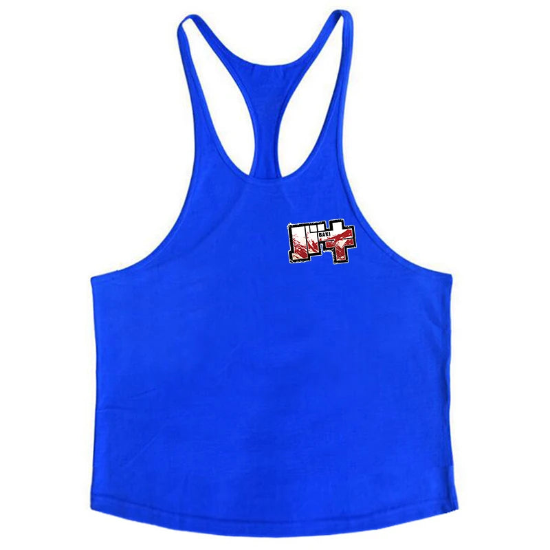 Anime Baki Hanma Print Stringer Tank Top for Men Y-Back Vest Muscle Training Undershirt Athletic Tops Gym Workout Bodybuilding