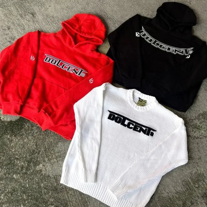 Y2K vintage man sets hoodies oversized M9 digital printing letter sweatshirt fashionable high street unisex clothing casual wear - ATFH
