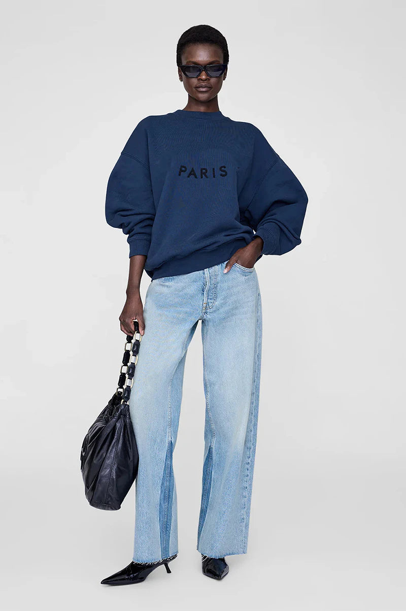 New 2025 Autumn and Winter New Niche AB Front Felt Patch Embroidered Fleece Women's Fleece Crew Neck Sweater - ATFH