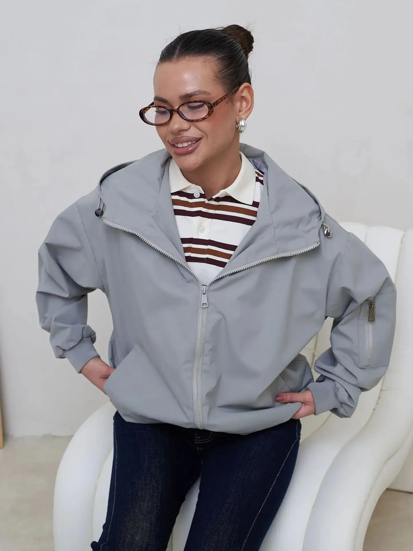 2026 Hot-Selling Women's Spring and Autumn Windproof Hooded Jacket Top