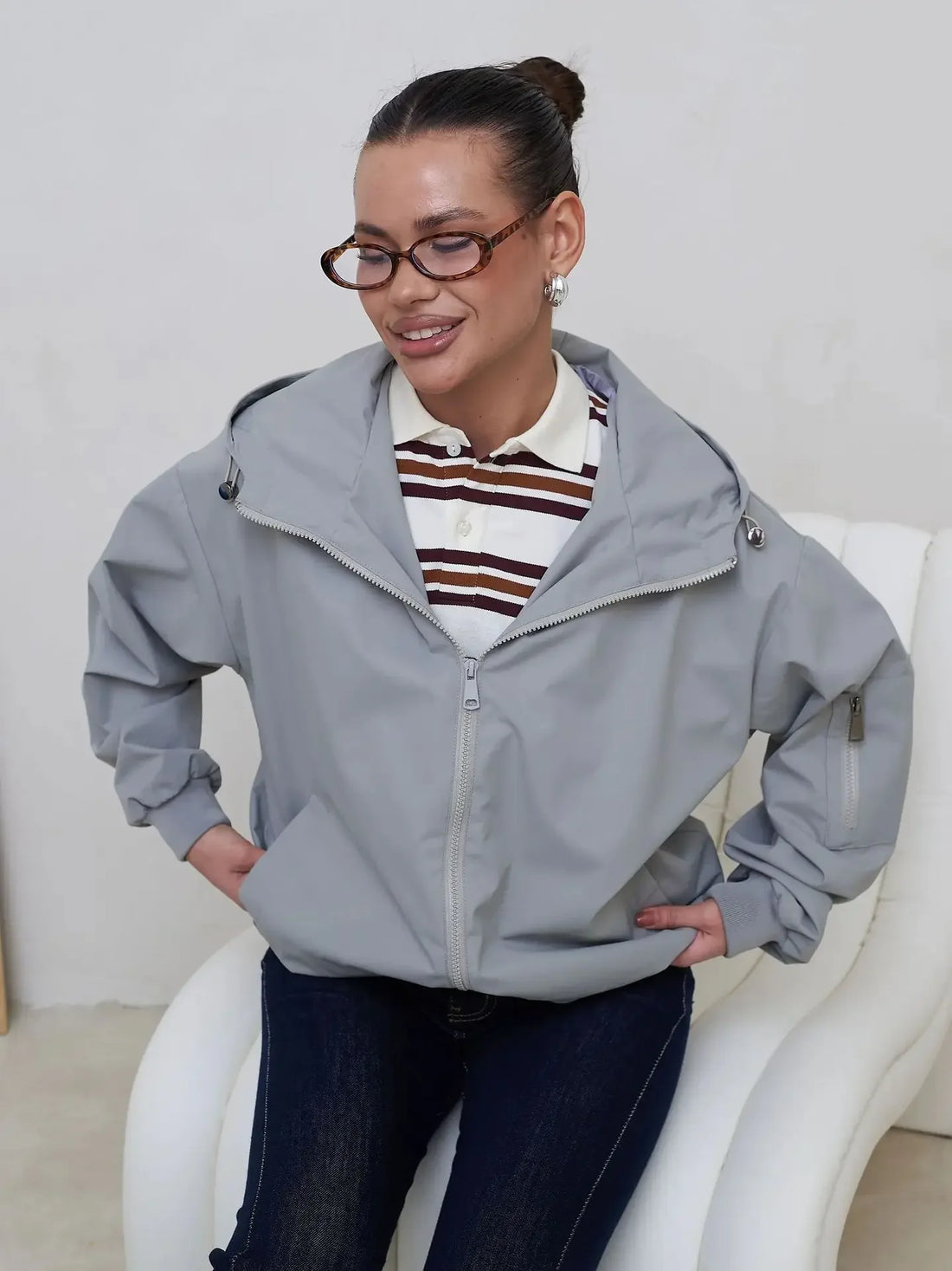 2026 Hot-Selling Women's Spring and Autumn Windproof Hooded Jacket Top