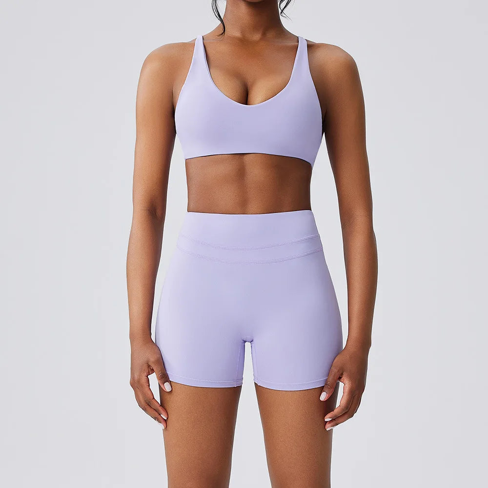 BIANHUI Women's Two Pieces Set Women Bra Shorts High Waist Quick Dry Running Fitness Sports Women's Tracksuit Female Clothing - ATFH