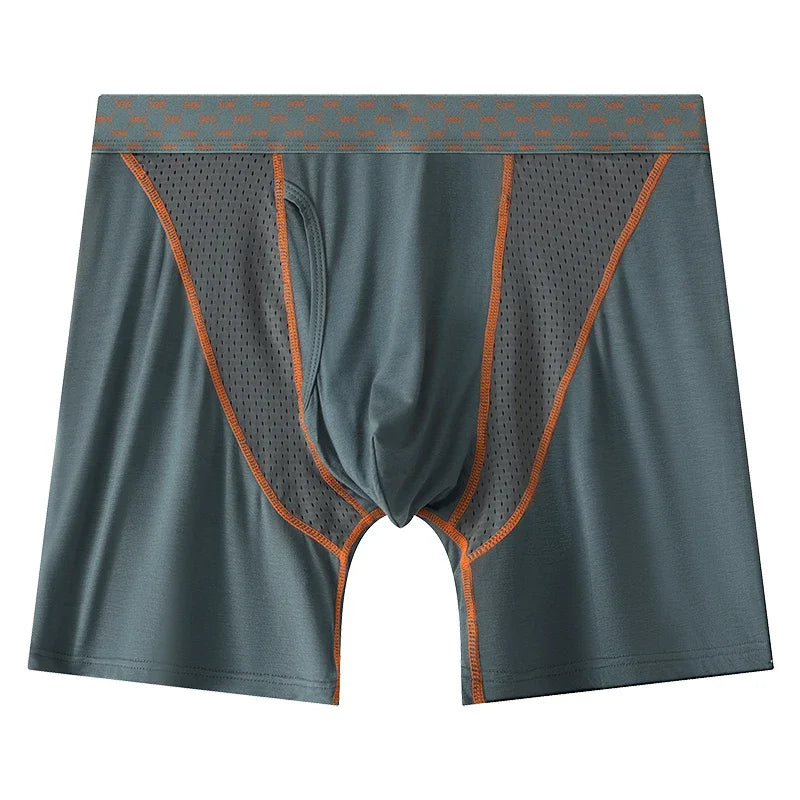 EUR Size Men's Boxer Shorts Underwear Ice Silk Mesh Breathable Panties Sexy U Bulge Pouch Mid-rise Long Leg Underpants Homme