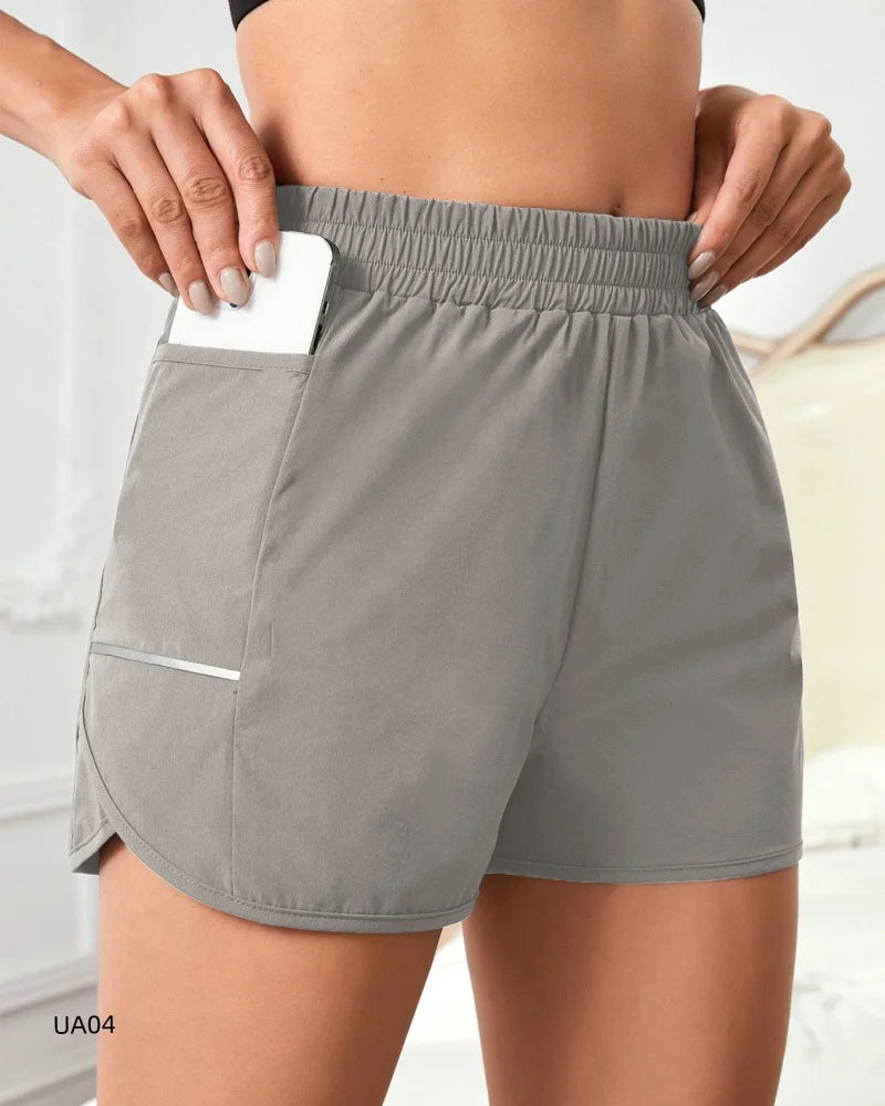 Women's High-Waisted Running Shorts Quick Dry Sports Gym Shorts Reflective Strip Elastic Waist for Yoga Fitness Streetwear Tahsi Fashion House