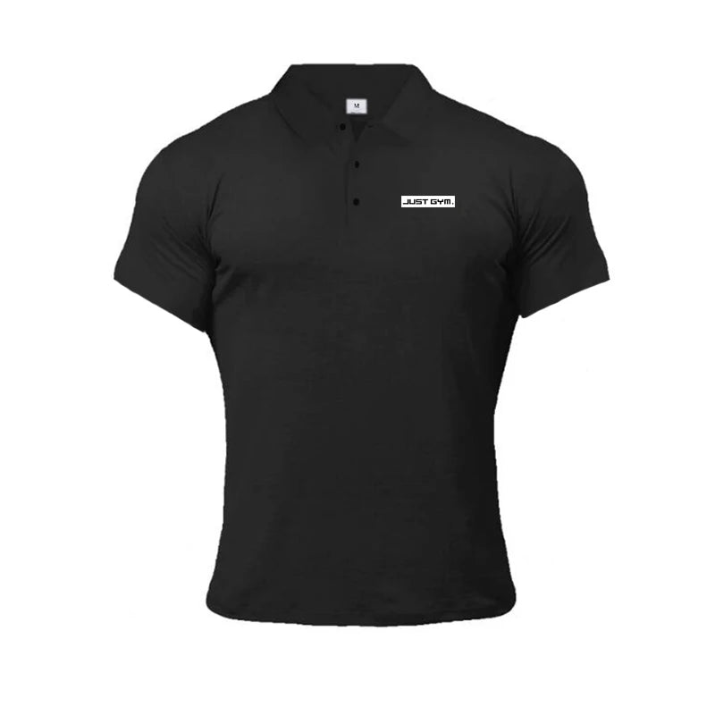 Fashion Lapel Tight Polo Shirts Cotton Breathable Short Sleeves T-Shirts Gym Workout Muscle Tops Mens Bodybuilding Fitness Polos