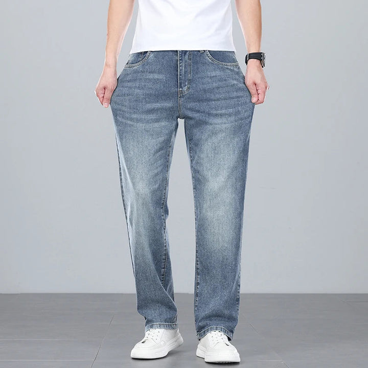 2025 new summer thin men's straight leg pants denim pants light business comfortable breathable light luxury All-match jeans ATFH