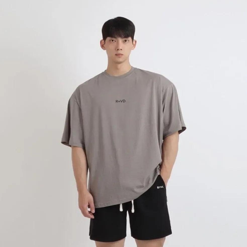 Summer New Loose Leisure Gyms Sports Pure Color T Shirt Men Cotton Short Sleeve Running Workout Training Tees Fitness Tops ATFH