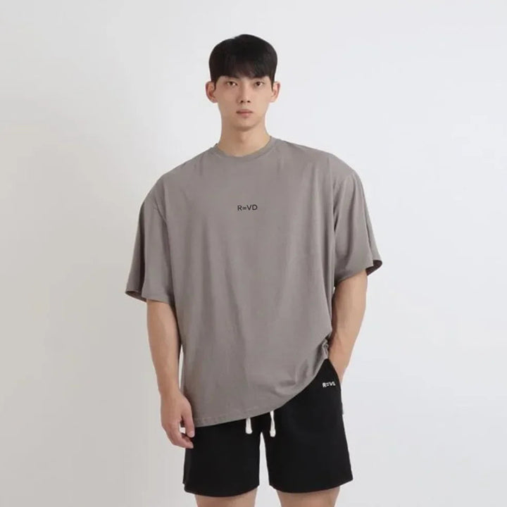 Summer New Loose Leisure Gyms Sports Pure Color T Shirt Men Cotton Short Sleeve Running Workout Training Tees Fitness Tops ATFH