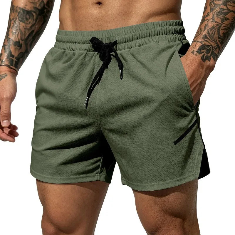 Men's New Breathable Mesh Quick-Drying Sports Shorts with a Drawstring Waistband, Suitable for Casual and Fashionable Sports Wea