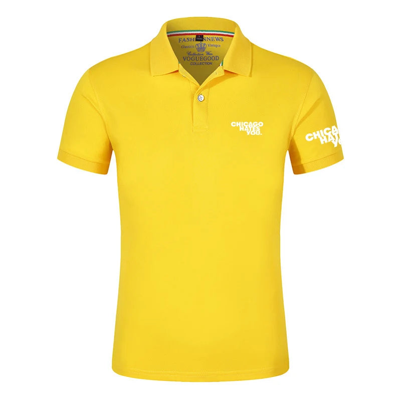 2025 Chicago Hates You Same Men's New Summer Hight Quality Regular Polos T-Shirt Short Sleeves Fashion Casual Lapel Sports Tops