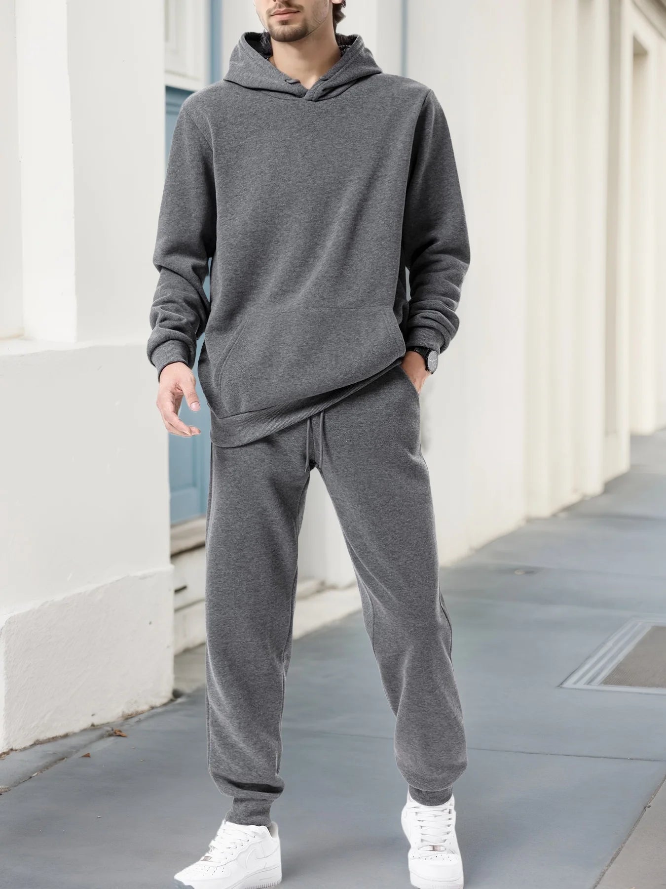 Basic Men/Women 2Pcs/Sets Sweatshirt Hoodies Pants 2025 Male Gyms Fitness Tops Joggers Sportswear Tracksuits ropa para hombre - ATFH
