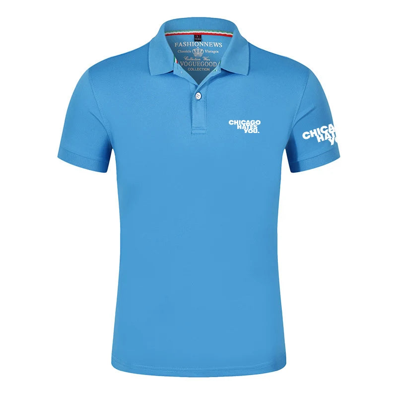 2025 Chicago Hates You Same Men's New Summer Hight Quality Regular Polos T-Shirt Short Sleeves Fashion Casual Lapel Sports Tops