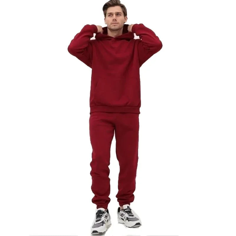 Basic Men/Women 2Pcs/Sets Sweatshirt Hoodies Pants 2024 Male Gyms Fitness Tops Joggers Sportswear Tracksuits ATFH
