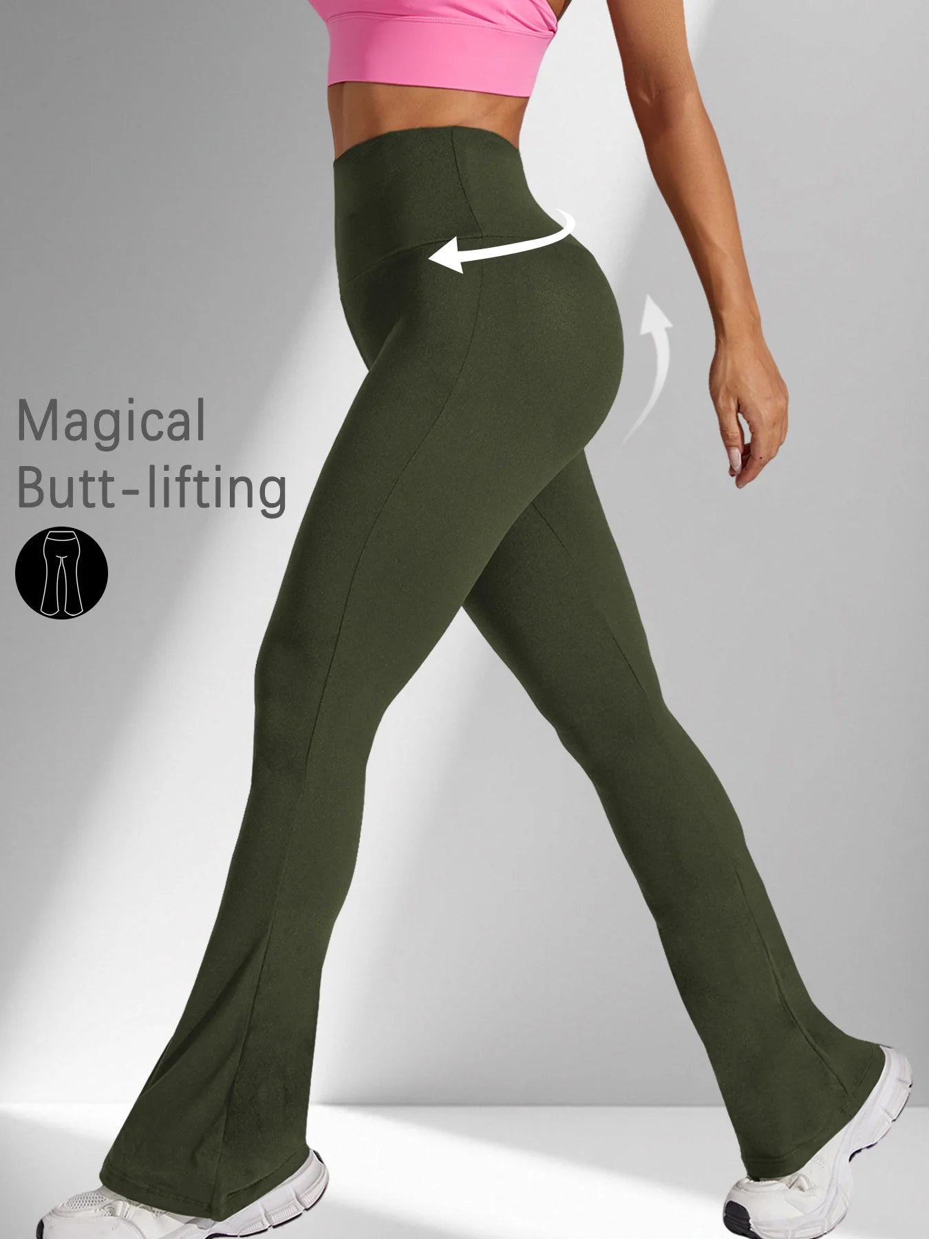 Women's Super Soft Flare Pants High Waisted Tummy Control Workout Yoga Push Up Gym Fitness Long Leggings Bell Bottoms ATFH