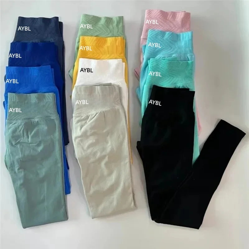 Trendy Leggings Scrunch Seamless Yoga Women Legging Gym Sports Pants Low Ribbed Band High Stretch Fitness Tights Pant - ATFH