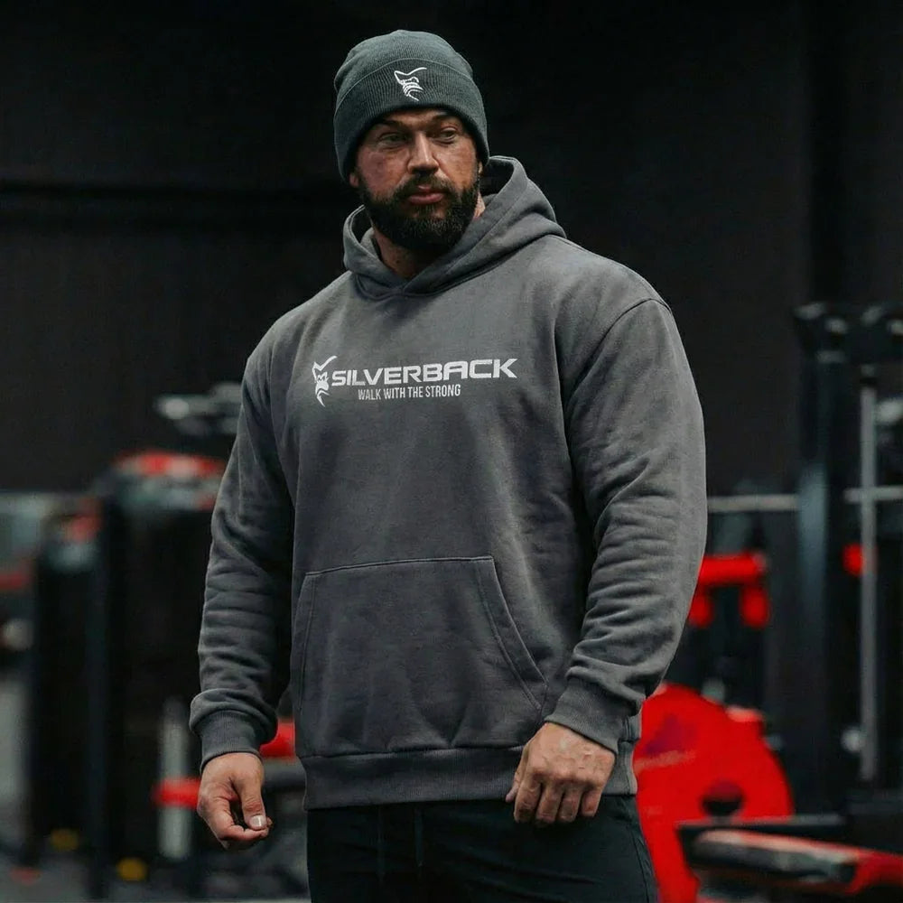 SILVERBACK Ventis Heavy Weight Oversized Pull Hoodie Sweatshirts Fashion Fitness Training Loose Print Heavyweight Men Hoodies - ATFH