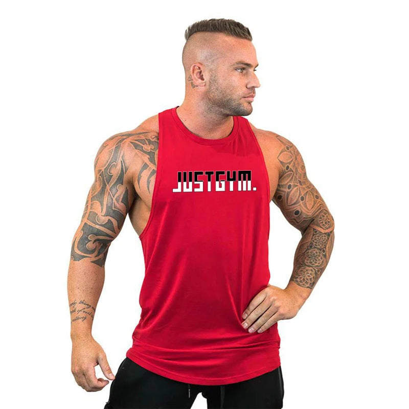 Running Vests Gym Bodybuilding Sleeveless Shirt Men's Fitness Tank Tops Workout Muscle Stringer Cotton Breathable Singlet