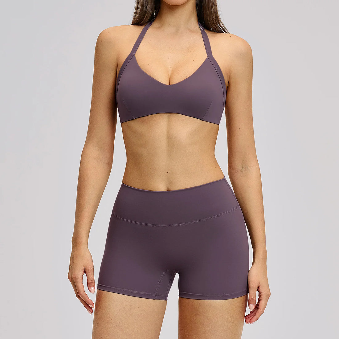 Women's Yoga Suit Breathable Quick-drying Gym Push Up Sports Set Shockproof Bra Hip Litting Leggings Shorts 2-piece Sports Set - ATFH