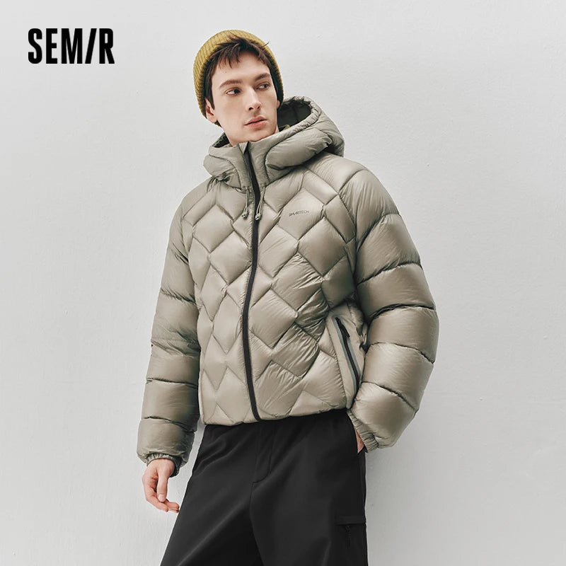 Semir Men Down Jacket 90 Percent Down Fill Diamond Quilting Outdoor Style 2026 Winter Warm Insulation Cold Weather