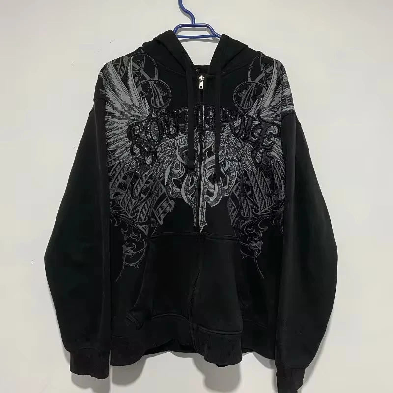 2025 American Fashion New Letter Embroidery Patch Super Sports Hoodie Women Y2K Gothic Hip Hop Popular Casual Joker Sweater Tops