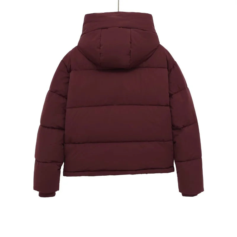 ETJ 2025 women's winter new short hooded waterproof and windproof thick jacket fashion quilted warm jacket ATFH